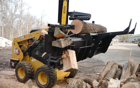 A Halverson firewood processor processes a log.